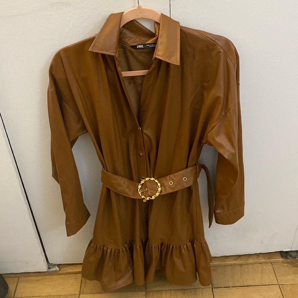 Brown leather dress